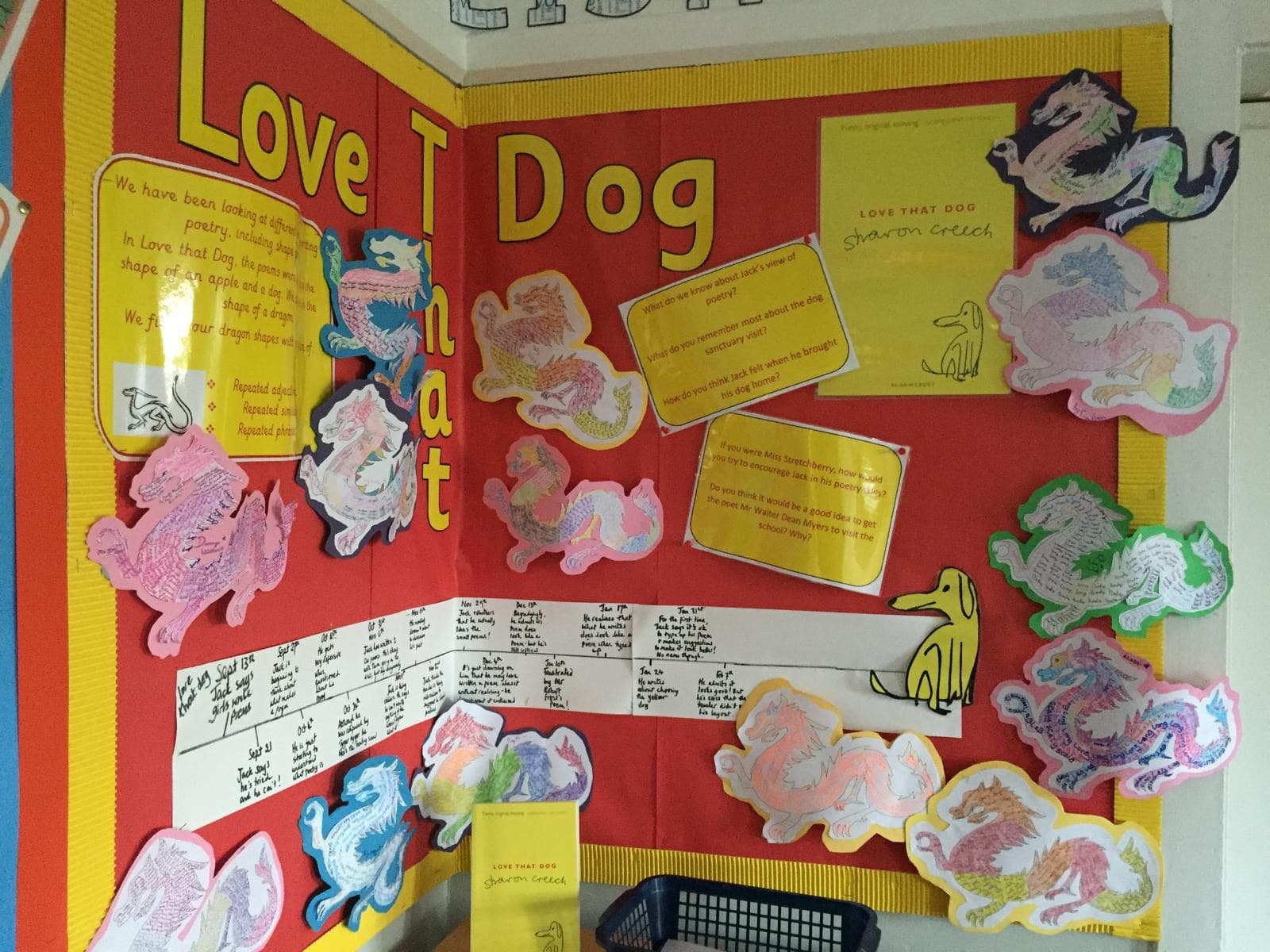 Children reading 'Love That Dog' during a session