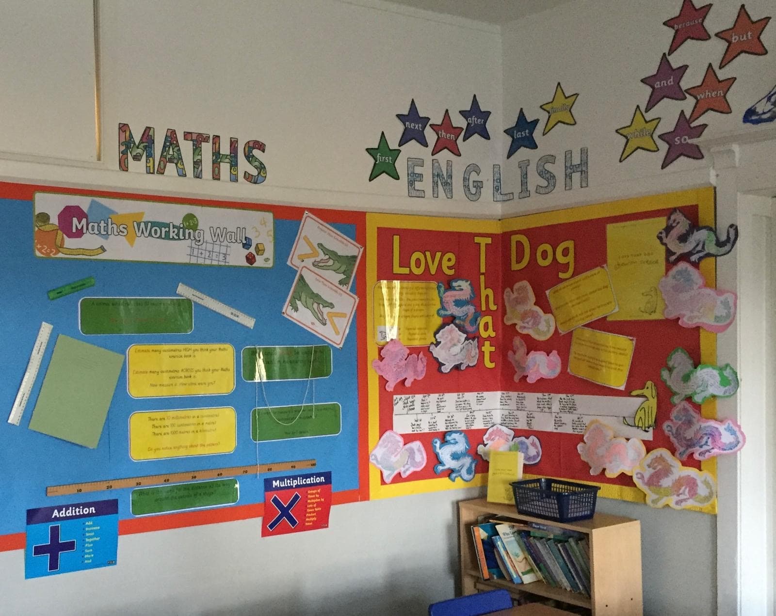 Children working on Maths and English exercises